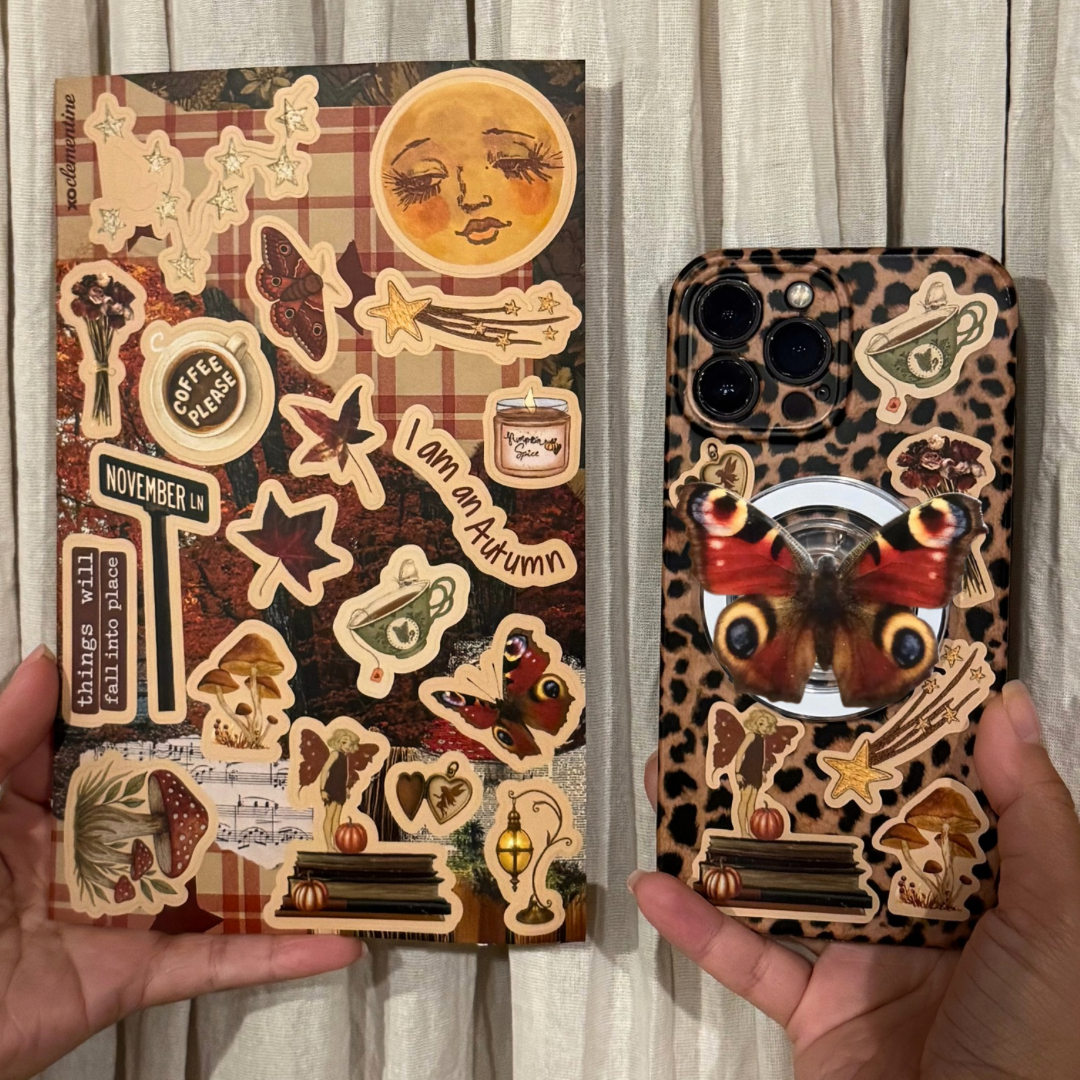 Fall Bundle: Sticker Sheet & Peacock Butterfly Phone Grip
